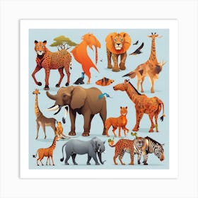 Leonardo Diffusion Xl Vector Set Of Various African Animals 0 Art Print