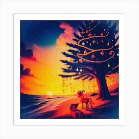 Christmas At The Beach Art Print