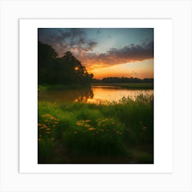 Sunset At The Lake 2 Art Print