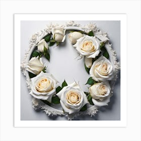 White Roses In A Frame 1 Art Print