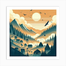 Village In The Mountains Art Print