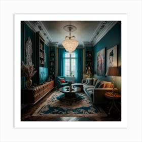 Blue Living Room 3 Art Print