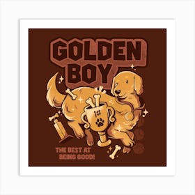 Golden Boy - Cute Golden Retriever Dog Gift Art Print