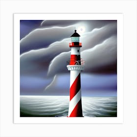 Red And White Lighthouse Art Print