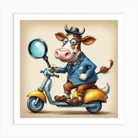 Cow With Magnifying Glass 4 Art Print