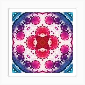 Pink Watercolor Flower Pattern From Bubbles Art Print