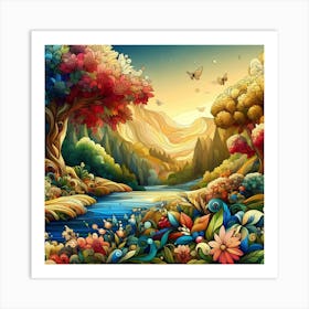 Colorful Landscape Painting 5 Art Print