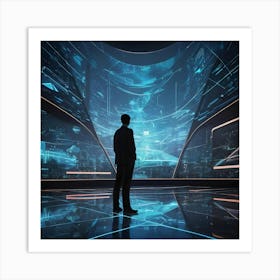 Futuristic Man In A Futuristic Space Art Print