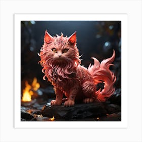 Cat In Flames Art Print