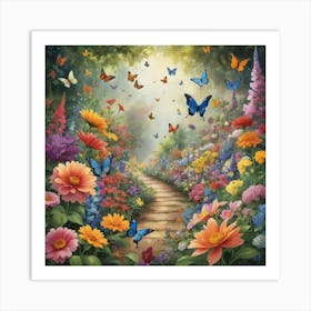 Butterfly Garden Paintings Art Print Art Print