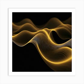 Abstract Golden Wave Art Print