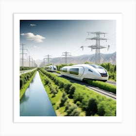 Futuristic Train In The Countryside Art Print