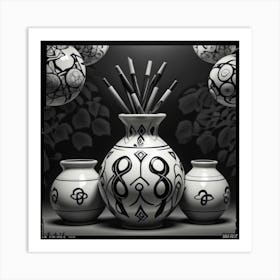 Vases And Pencils Art Print