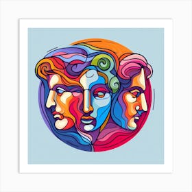 Three Faces In A Circle Art Print