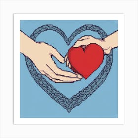 Heart Of Love, A Heart Formed By Two Hands Coming Together Illustrating Connection And Affection Art Print