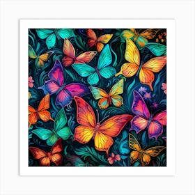 Colorful Butterflies Seamless Pattern 1 Art Print