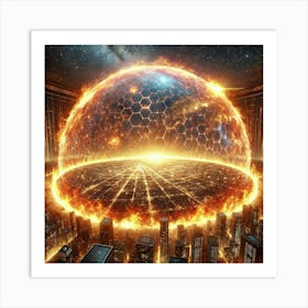 Celestial Firewall Protecting City Art Print