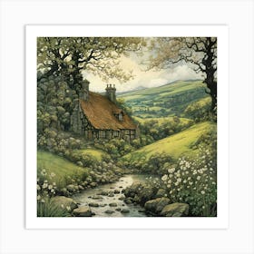 Cottage In The Valley Art Print