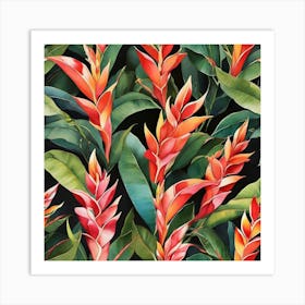 Flower Motif Painting Heliconia Art Print 1 Art Print