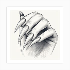 Woman'S Nails Sketch Art Print
