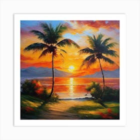 Sunset Palm Trees Art Print