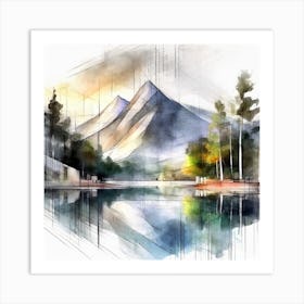 Firefly An Illustration Of A Beautiful Majestic Cinematic Tranquil Mountain Landscape In Neutral Col 2023 11 23t001100 Art Print