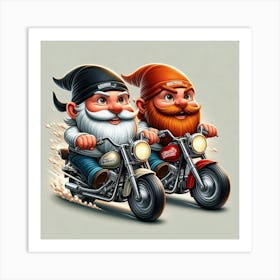 Gnomes On Motorcycles 1 Art Print