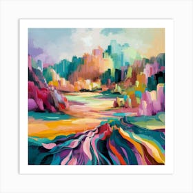 A stunning oil painting of a vibrant and abstract watercolor 1 Art Print