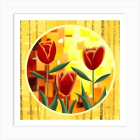 Tulips-circle Art Print