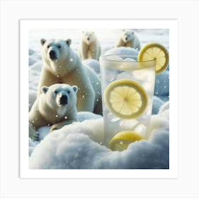 Polar Bears In The Snow Art Print