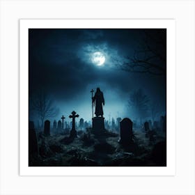 Graveyard At Night 7 Art Print