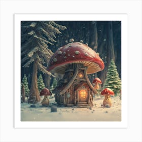 Red mushroom shaped like a hut 3 Art Print