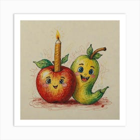 Apple And Candle Art Print