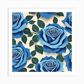 Blue Roses Seamless Pattern 2 Art Print