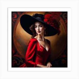 Beautiful Woman In Red Dress 4 Art Print