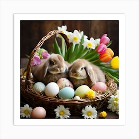 Resurrection Joyful Celebratory Festive Springtime Renewal Rebirth Colorful Eggs Bunny Flo (3) Art Print