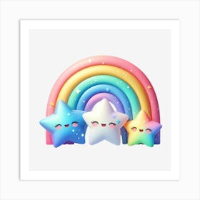 Rainbow And Stars Art Print