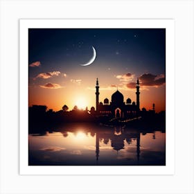 Islamic Mosque At Sunset Art Print