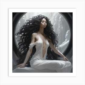 Woman In A White Dress 1 Art Print