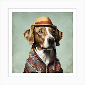 Dog In A Hat 3 Art Print