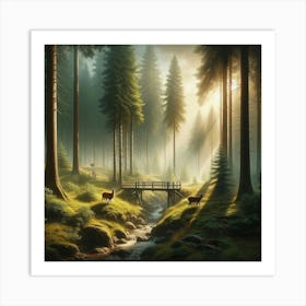 Bridge In The Woods 6 Art Print