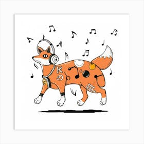 Fox With Music Notes Art Print