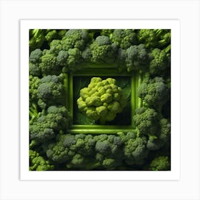 Green Broccoli In A Frame 4 Art Print