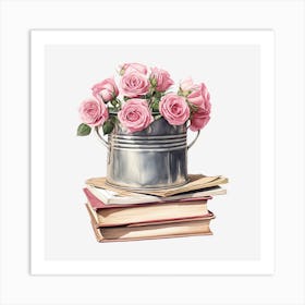 Roses In A Bucket 7 Art Print