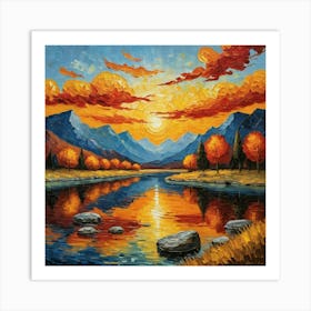 Sunset By The River 3 Art Print