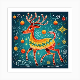 Christmas Deer Vector Art Print