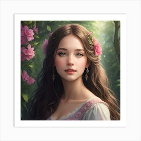 Lady of the Floral Garden Art Print