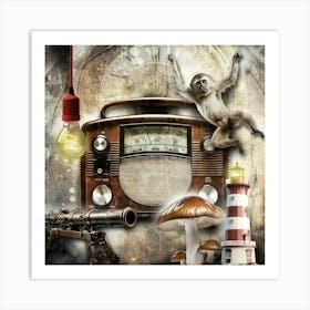 Radio Magic Surreal Illustration Art 02 Art Print