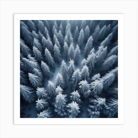 Winter Forest With Visible Horizon And Stars From Above Drone View Haze Ultra Detailed Film Phot (2) Art Print