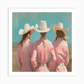 Three Cowgirls In Pink Art Print